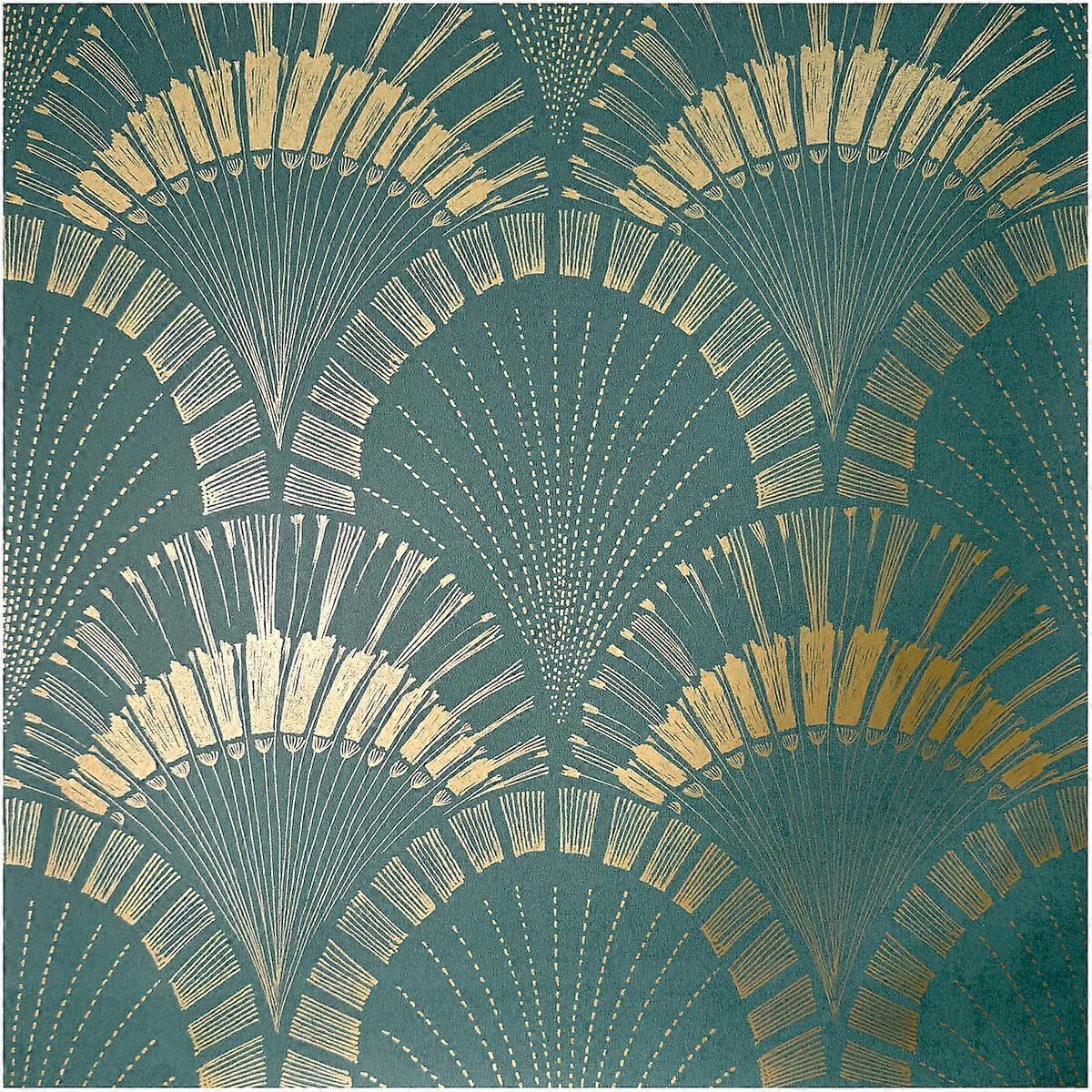 Deco Fan Teal Wallpaper EXCLUSIVE