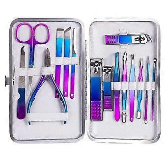 Professional Stainless Steel Manicure Pedicure Set with Nail Tip Cutter and 15 Piece Nail Art Tools Kit