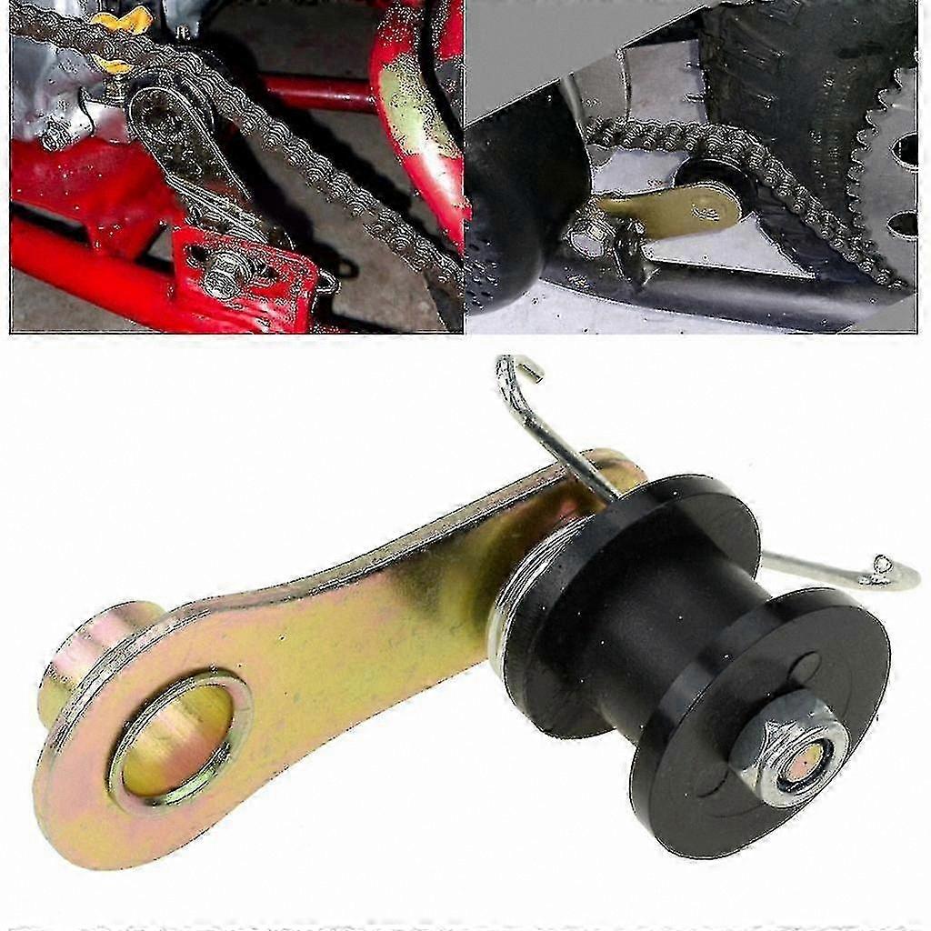 Spring-Loaded Chain Tensioner with Roller for Motorcycle Powertrain Adjusters