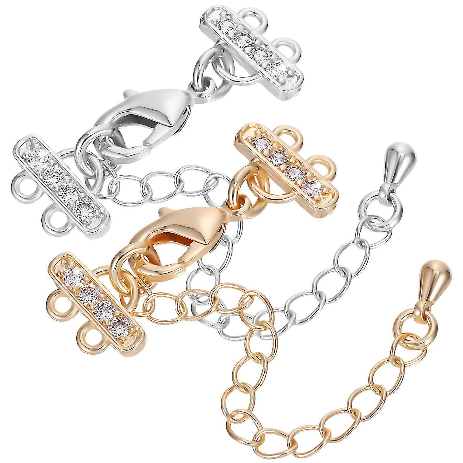 Copper Double Row Lobster Clasp Necklace Extender Chains for 10Pcs