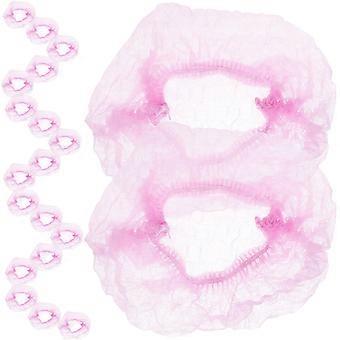 100pcs Disposable Hair Non-woven Dust Bouffant for Medical Service Food Baking Makeup (Pink)