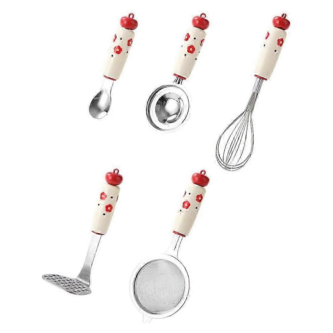 Baking Tool 5pcs Comcompatible withtable Handle Thickened Egg Beater/Separator/Spoon/Potato Masher Rust-Proof Cooking Tool Set