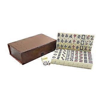 hard Mini Mahjong Set Portable Funny Entertainment Box Package Mahjong Toy for Travel Home (Beige) good