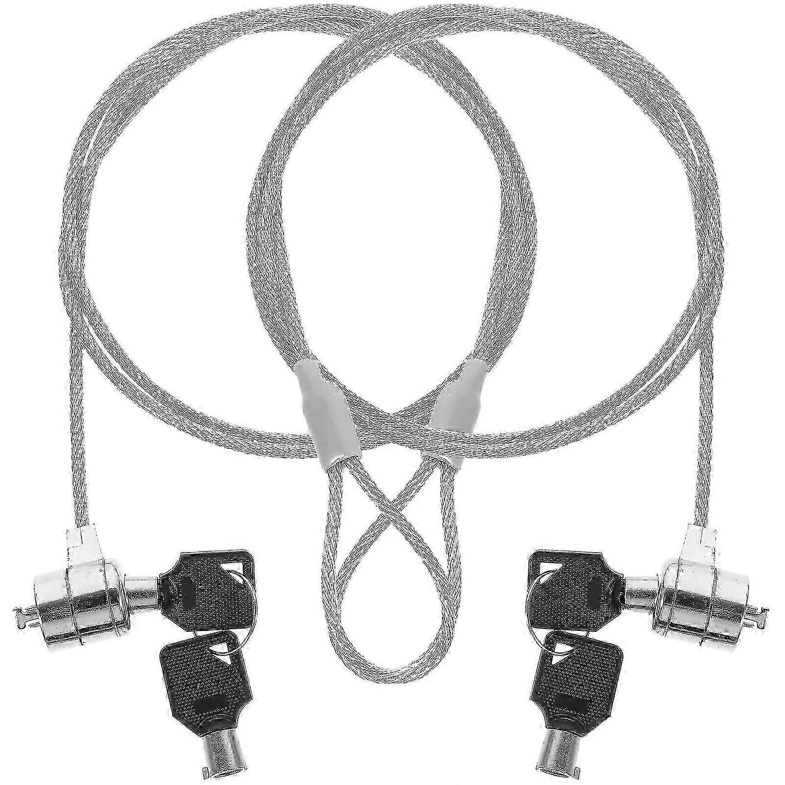 2 Sets Laptop Keyed Locking Cable Security Hardware Lock for Outdoor Use