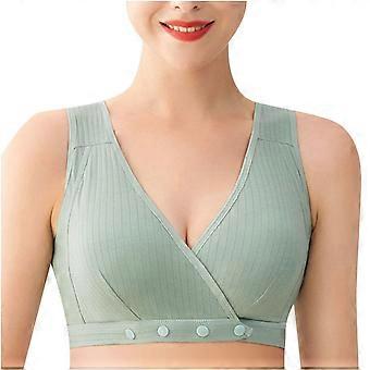 Womens Everyday Bras, Daisy Bras for Older Women Front Closure Wireless Push Up Bras Everyday Wirefree Comfortable Crisscross Sleep Bras M-3XL