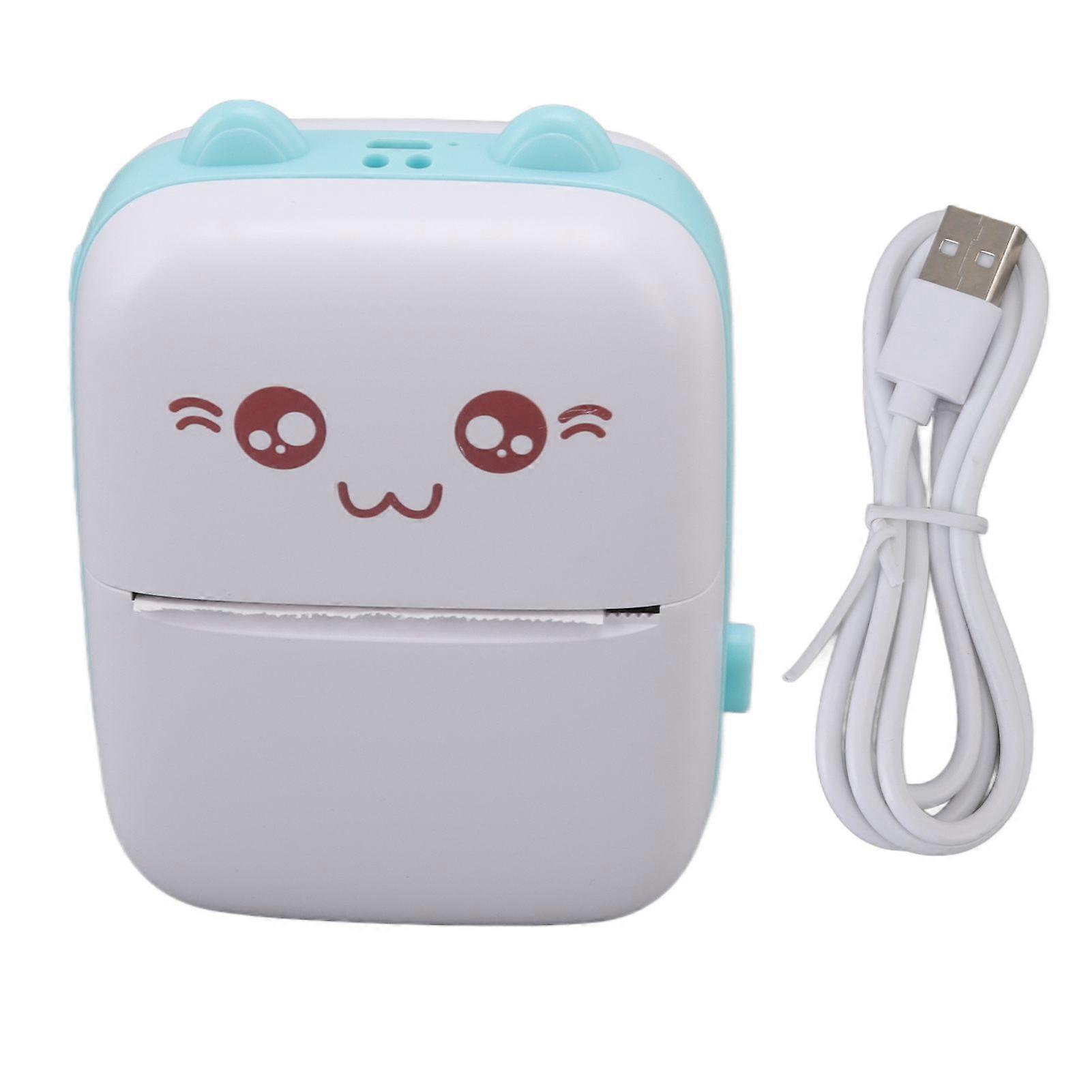 Mini Thermal Printer Portable Help Learning Many Knowledge Points Pocket Mini Printer for School SuppliesWhite Green