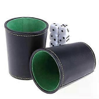 1 Pc PU Leather Dice Cup  Green Flannel Interior Quiet Dice Shaker Cup Fit For  Liars Dice/ Farkle/ Yaht-zee Games  1 Pcs