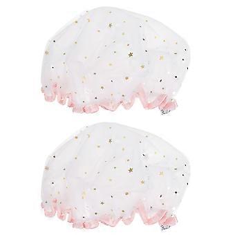 White Shower Caps Satin Waterproof Bathing Caps for Shower 8Pcs