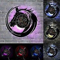 Horse head shape vinyl record wall clock creative nostalgic retro wall clock