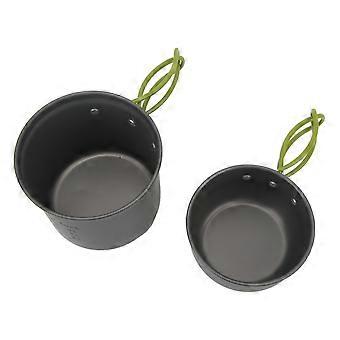 Camping Cooking Set with Portable Camping Stove, Fast Heating 3000W Power, HardAnodized Cookware, Green Handle