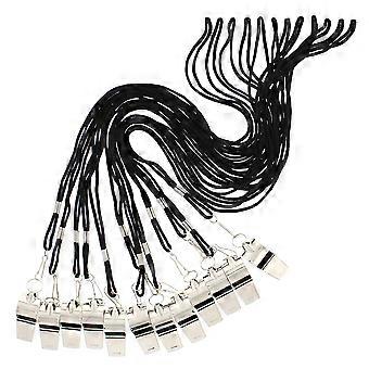 Set of 12 Metal Referee Whistles with Lanyards, Clear Piercing Sound, Durable Shiny Finish