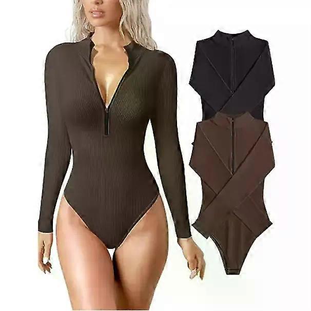 Sexy gerippter Langarm-Einteiler für Damen