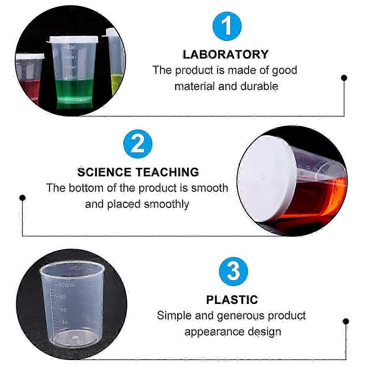 Plastic Graduated Measuring Beaker Clear Scientists Experiment Use Cooking 30pcs Measuring Solid Ingredients Set