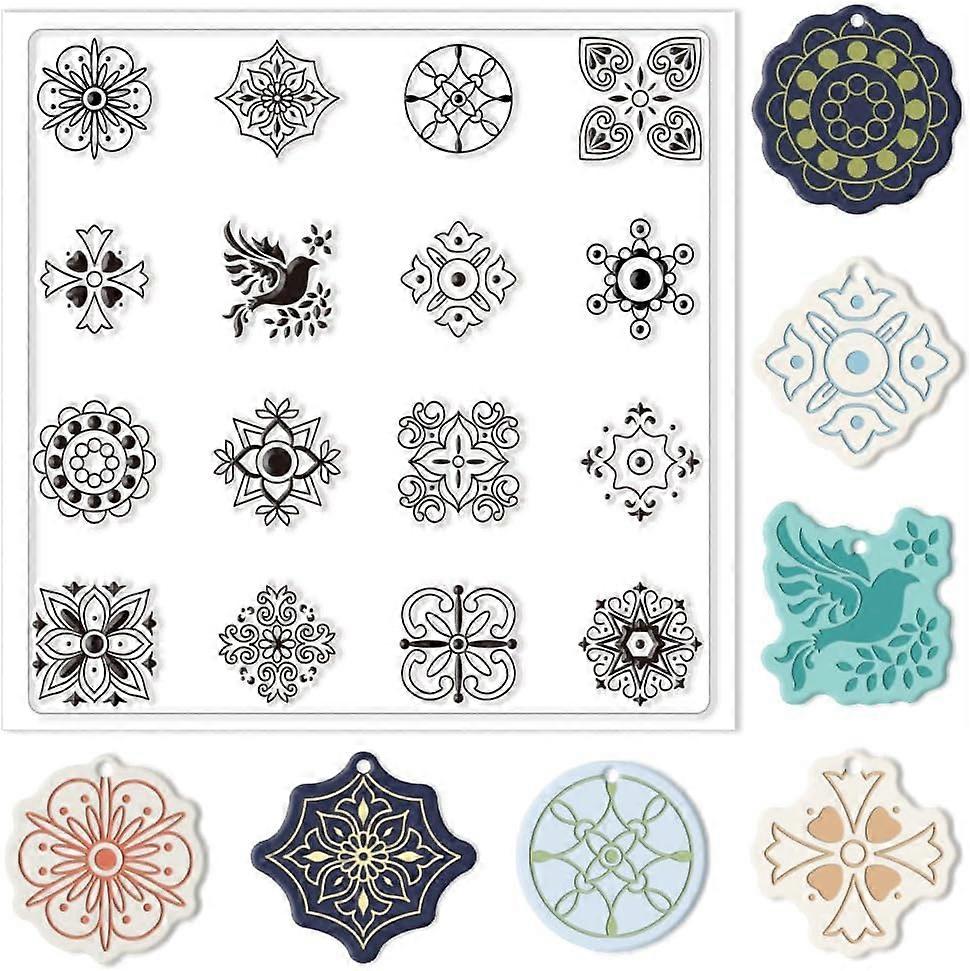 Polymer Clay Texture Sheets Boho Polymer Clay Mat Silicone Stamp Modeling Pattern Pad Silicone Clay Texture