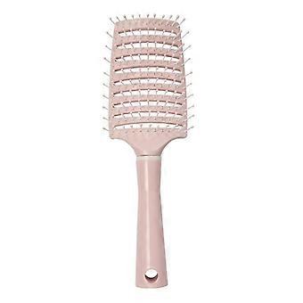 Cepillo ventilado para secado con secador, desenredado y masaje del cuero cabelludo, peine antiestático de dientes anchos para todo tipo de cabello (rosa).