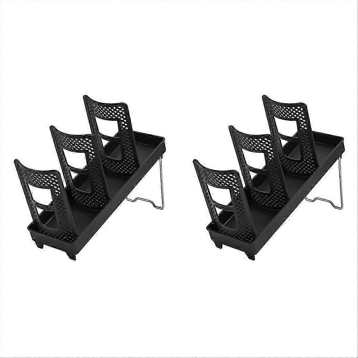 2pcs with Bracket Foldable Cup Holder Coffee Shop Cup Rack Black