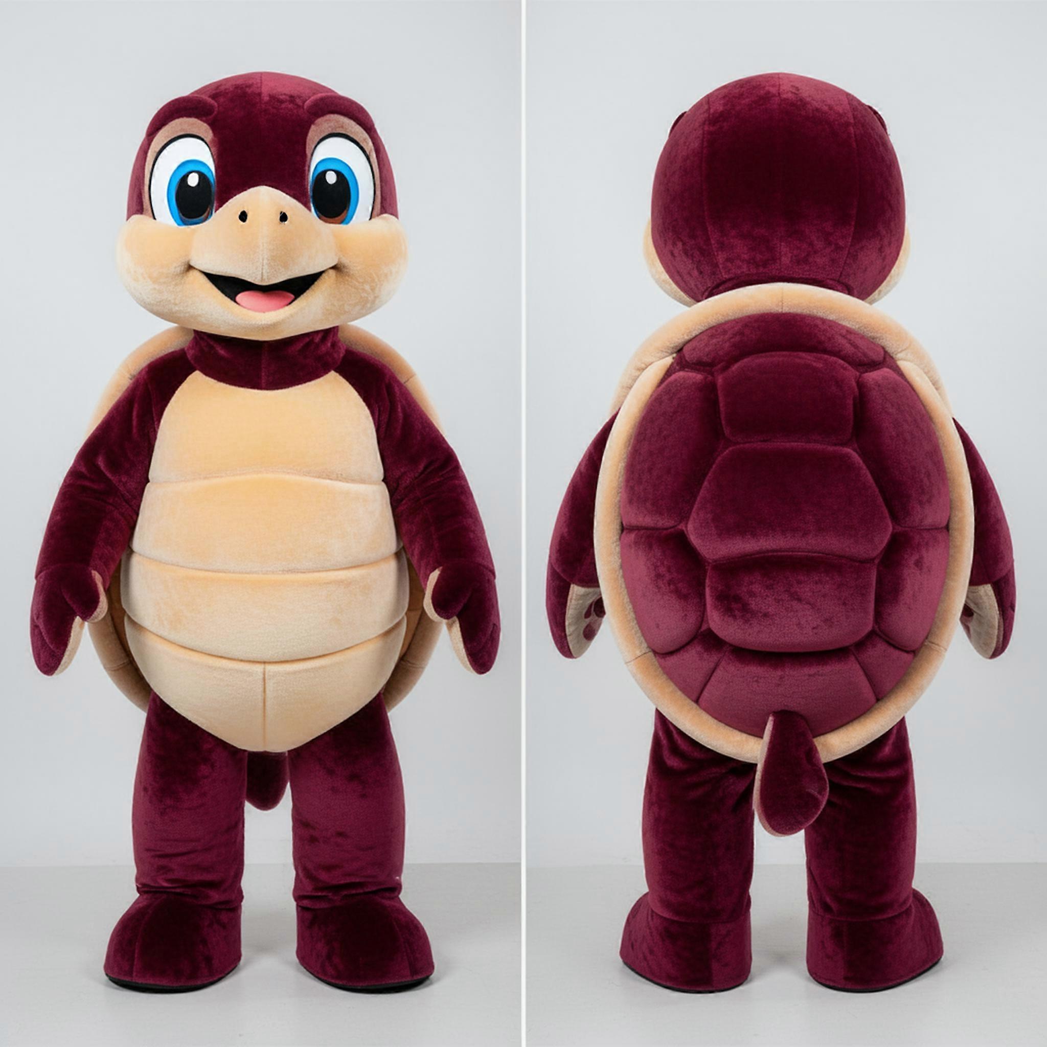 MASTICOT Maroon Broad Shouldered Sea Turtle Mascot