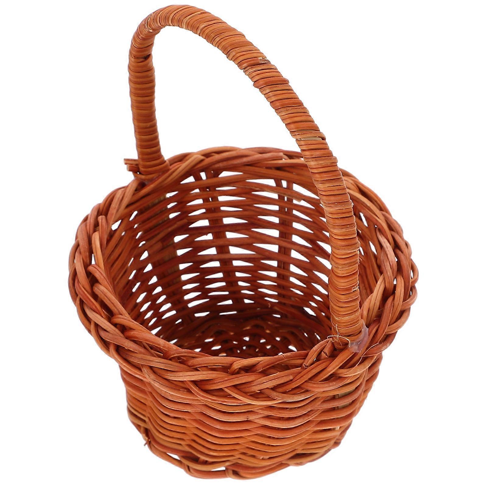 Mini Decorative Basket for Decoration Light Brown Plastic Material