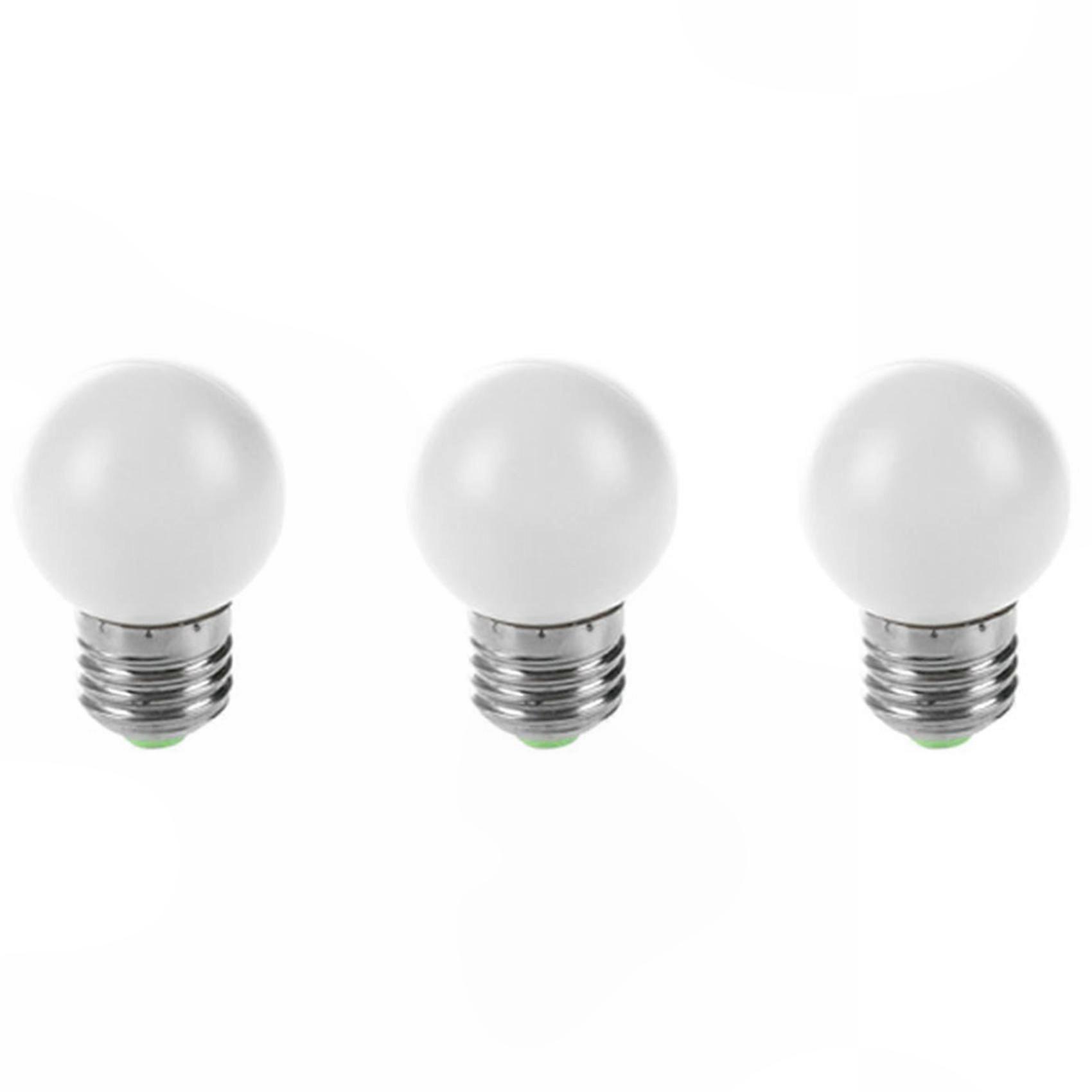 3-Pack E27 LED Light Bulbs, White 0.5W Power, Plastic Construction