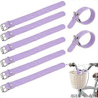 4 Pairs Bike Basket Straps, PU Leather Strap Leather Leash Bicycle Buckles Adjustable Handle Bars Strap Belt for Bike Front Basket Bicycle Basket
