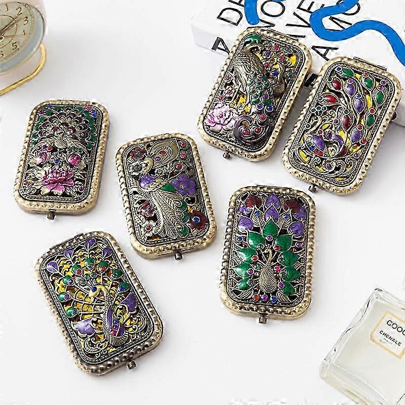 Foldable Peacock Compact Mirror