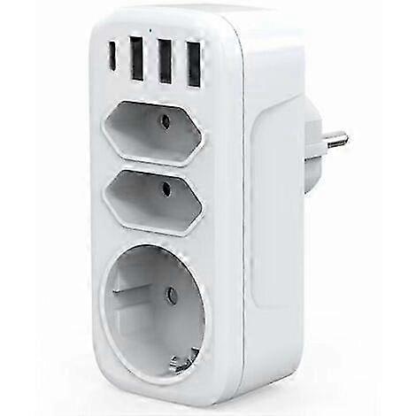 Compact 3+3 USB AC Power Strip