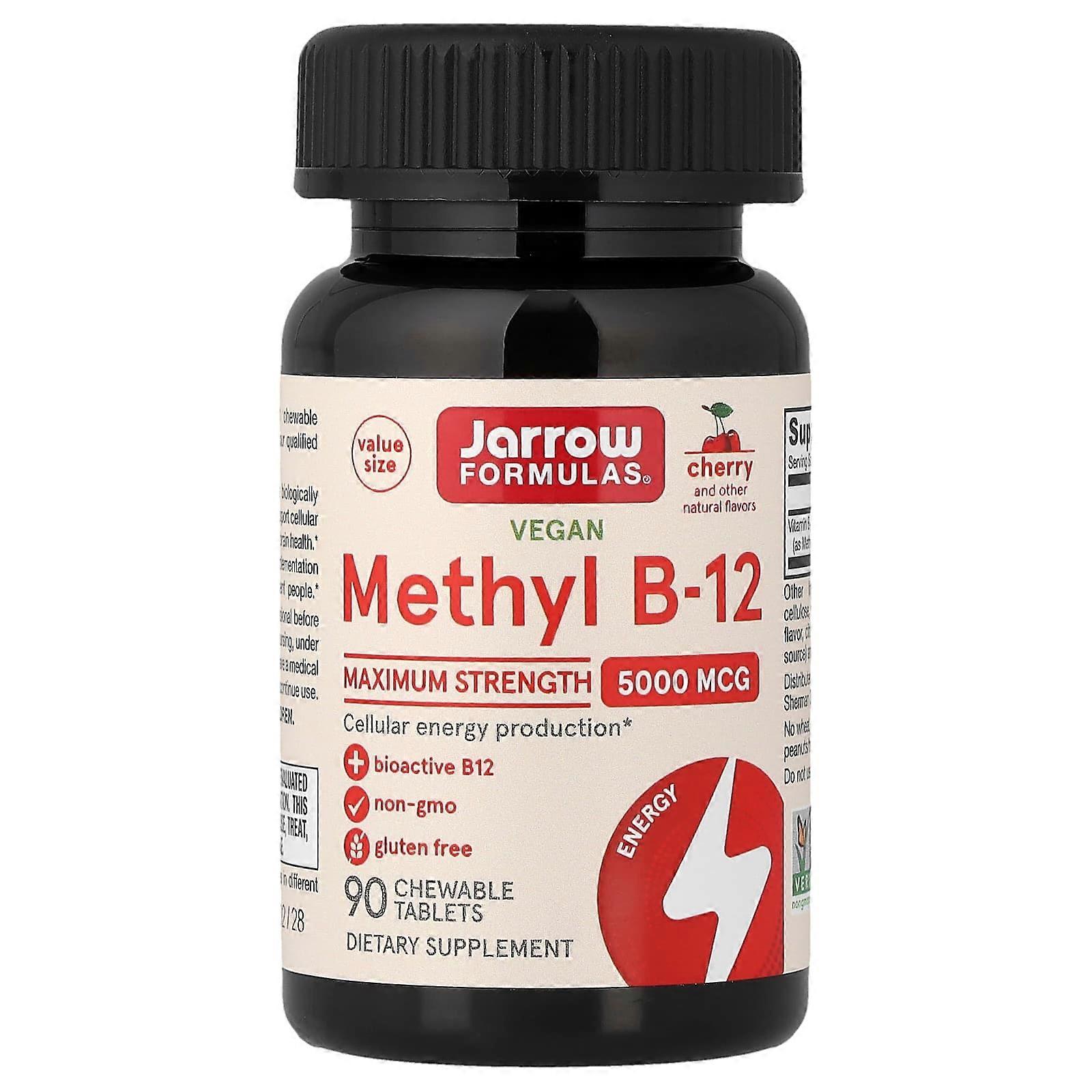 Jarrow Formulas, Methyl B-12, Cherry, 5,000 mcg, 90 Chewable Tablets