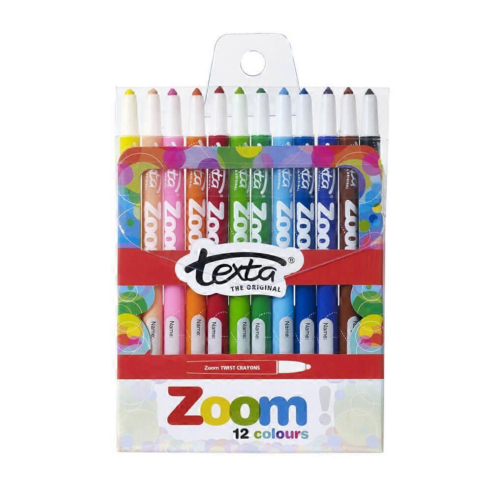 PACK Texta Zoom Propelling Twistable Ultimate Crayons Assorted For School 12pk