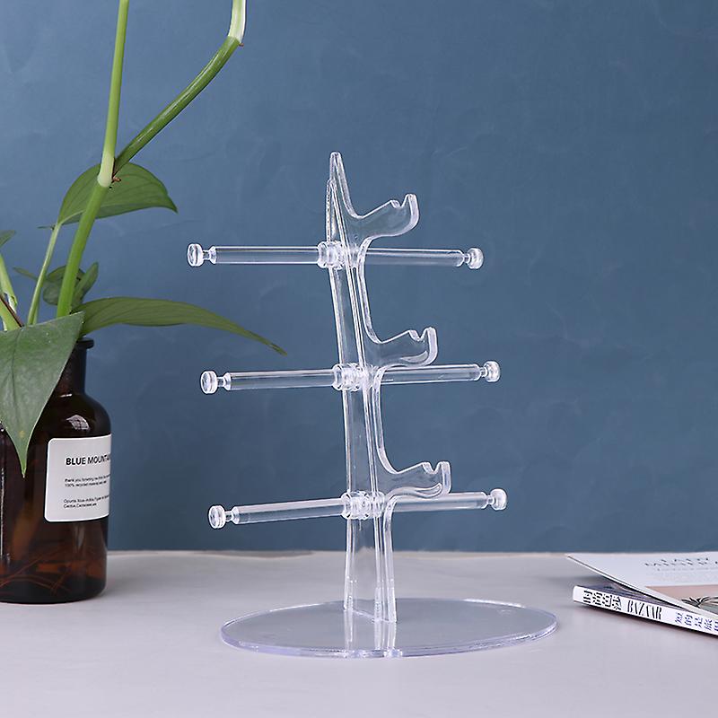 3pair Acrylic Show Rack Counter Eyeglasses Stand Holder Transparent Organizer