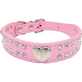 Dog Collar Diamond Collar Adjustable Soft Leather And Diamonds With...