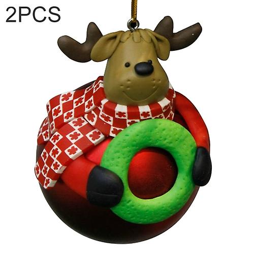 2 Pcs Creative Christmas Ball Cartoon Decorative Pendant