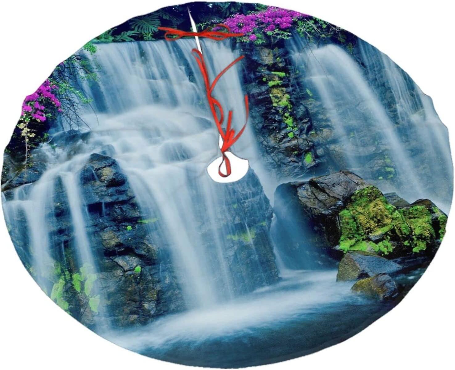 Christmas Tree Skirt Waterfall and Flower Christmas Decoration Plush Tree Skirt