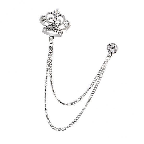 21xMens Elegant Lapel Pin Badge 2 Layer Chain Brooch Pin for Suit Tuxedo Silver