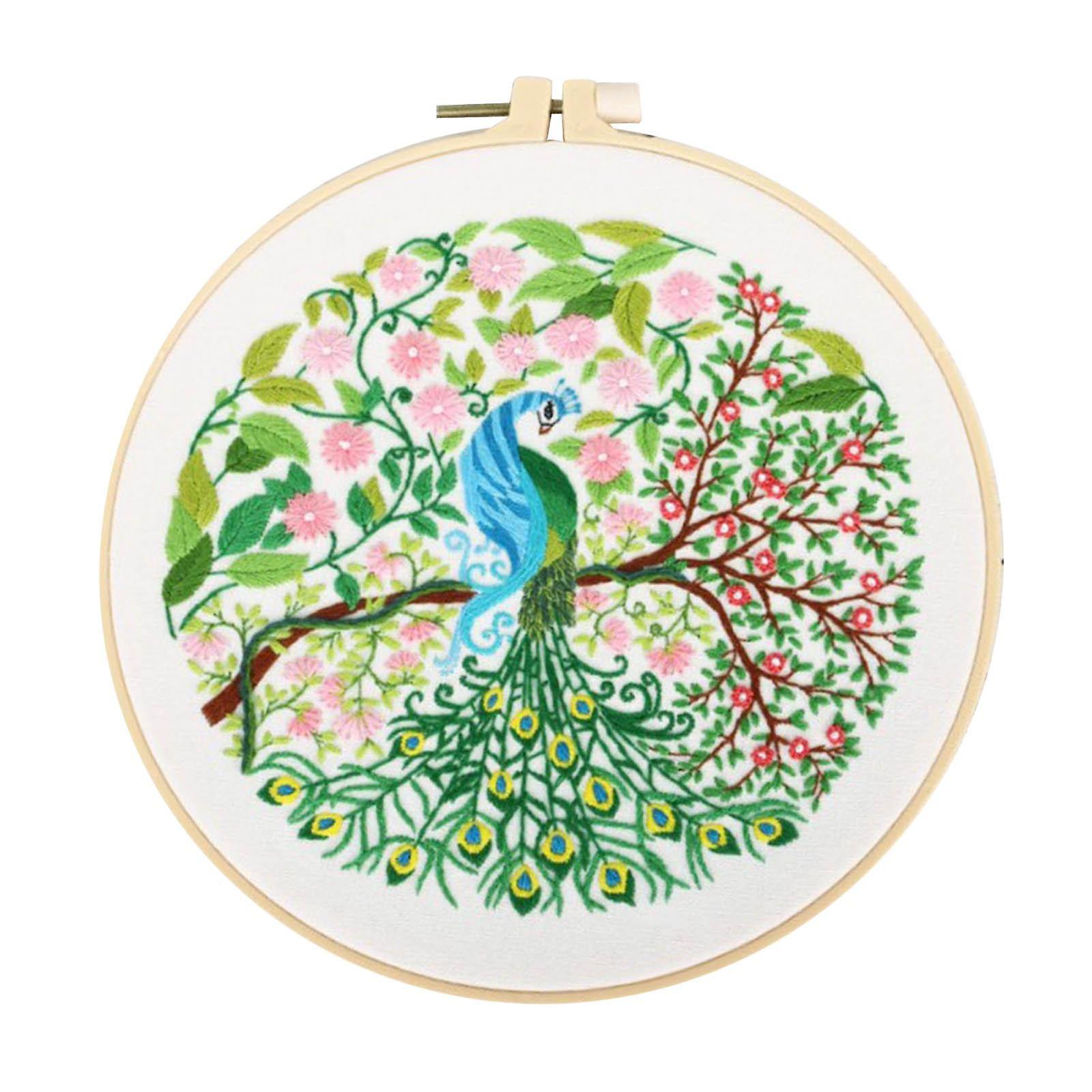 DIY Floral Cross Stitch Kit with Basic Tools Full Embroidery Starter Kits