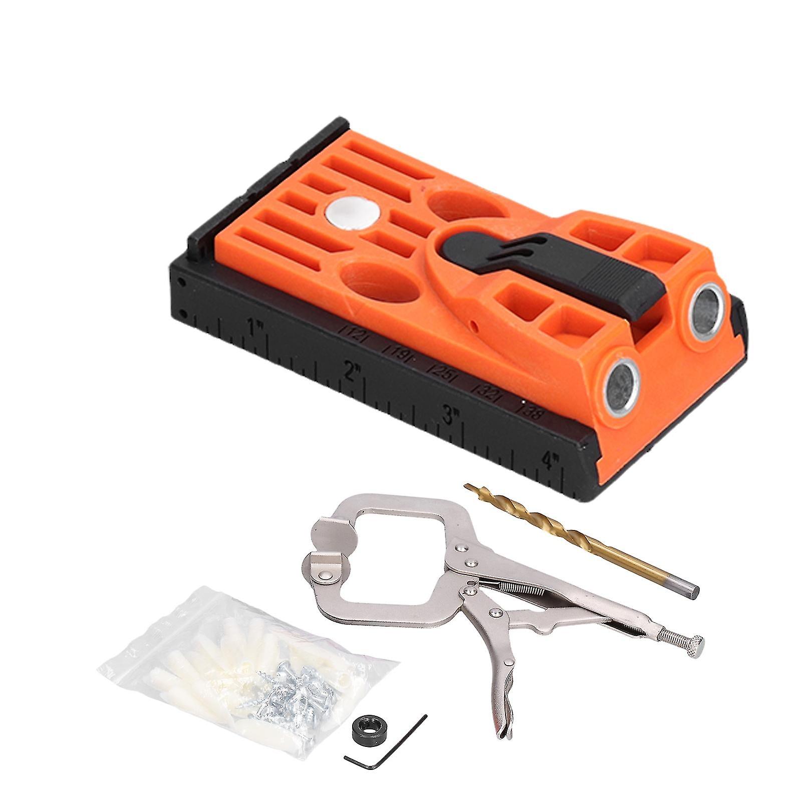 Pocket Hole Jig Adjustable 15 Oblique Locator With Clamp Drill Bit Angle Drilling Tools