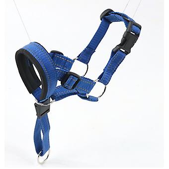 Storlek 3, blå, för att hindra din hund från att dra i kopplet, lätt att sätta på, helt vadderad del på nospartiet, anti-pull halsband för medelstora hundar
