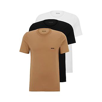 Boss 3er-Pack Unterwäsche mit Rundhalsausschnitt T-Shirts aus Baumwolljersey - Schwarz / Weiß / Beige