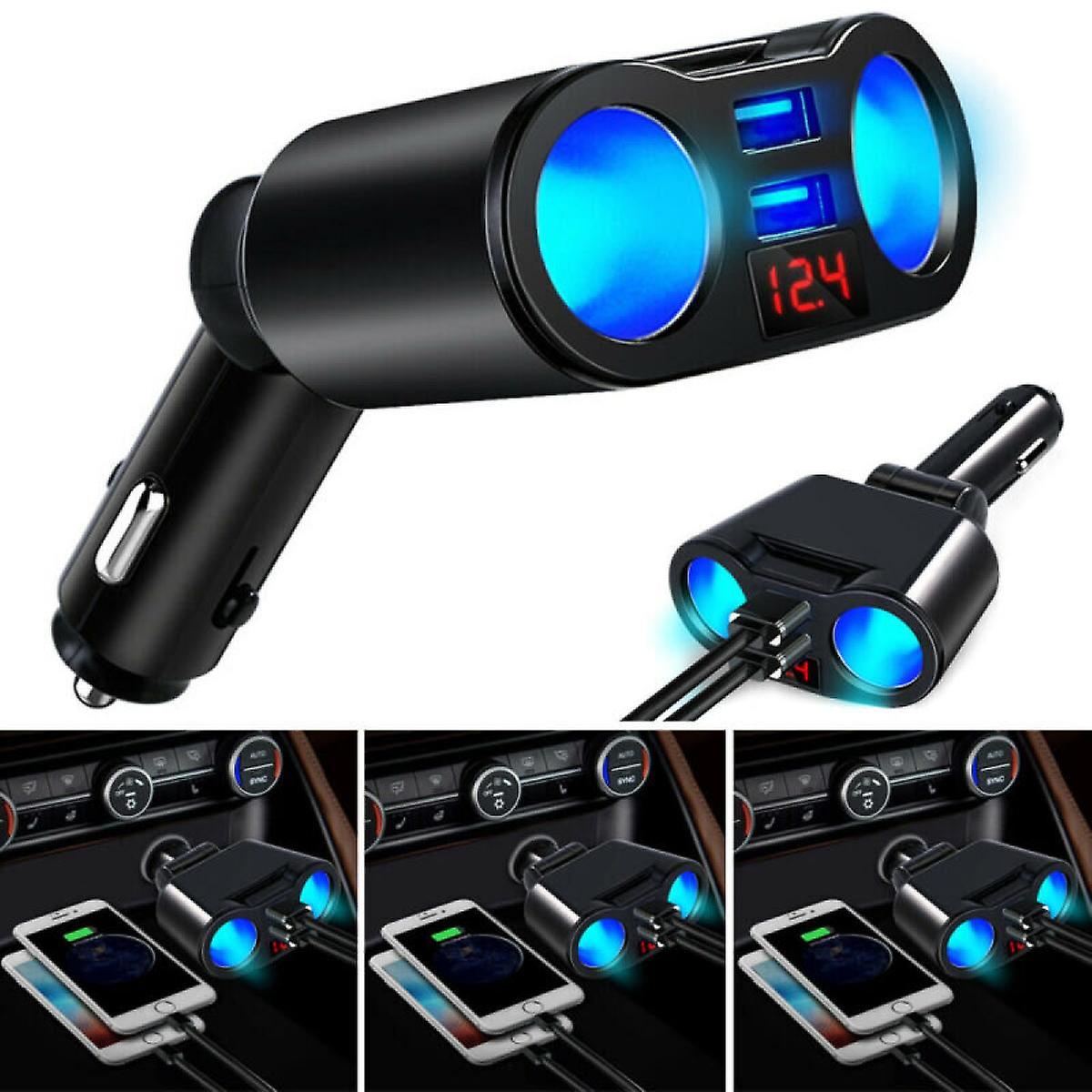 Cigarette lighter, dispenser, double USB socket, charger.