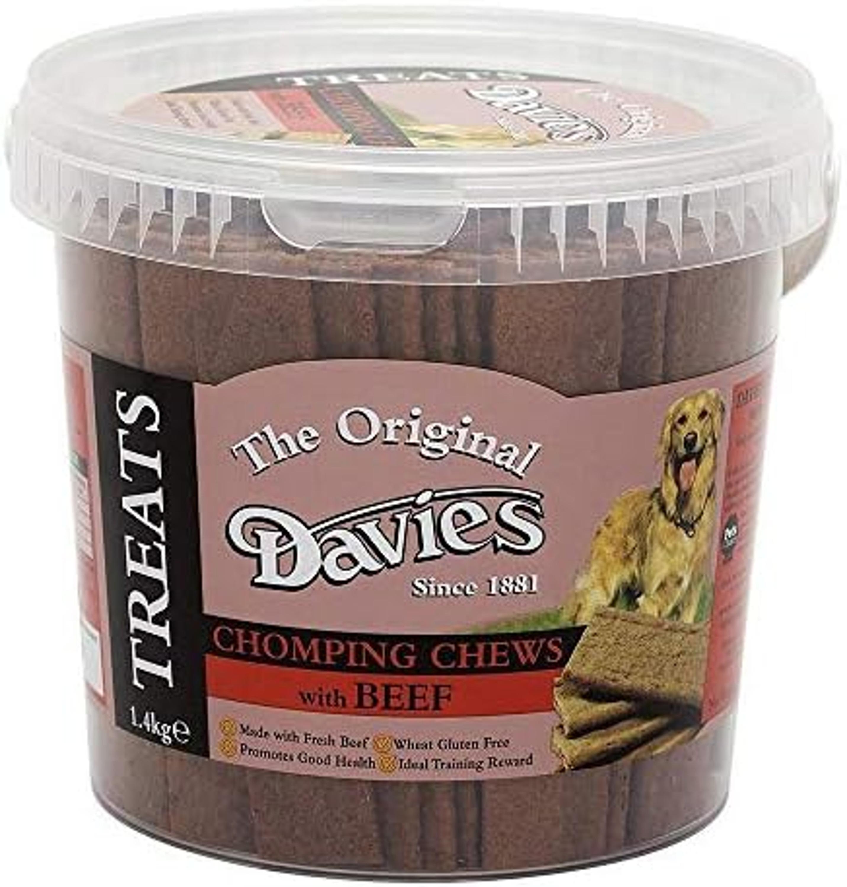 Davies Chomping Chews Beef Jar Dog Treat 1.4kg