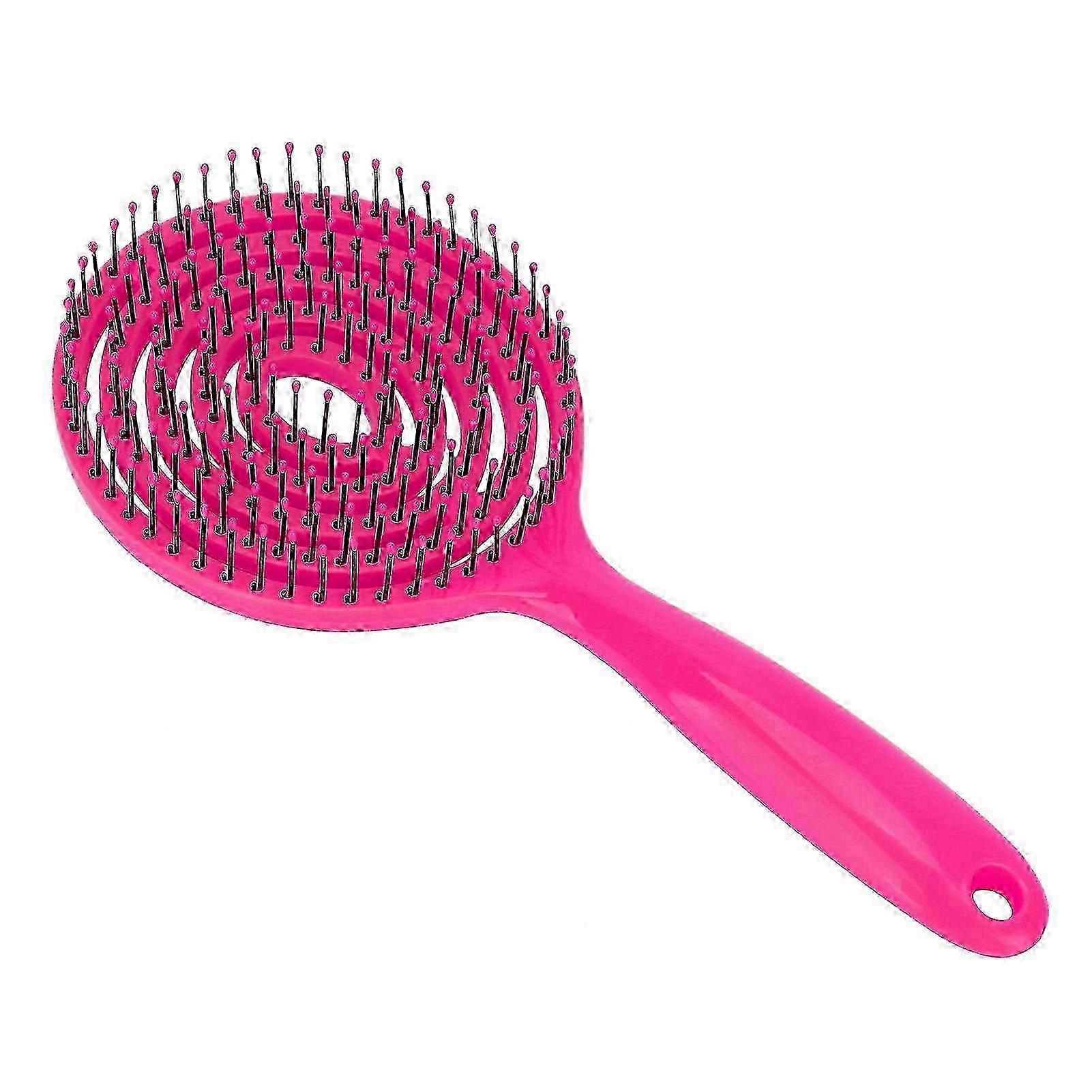 Detangling Brush for Curly Hair, Round Head Comb, Straightening, Detangling, Rose Red