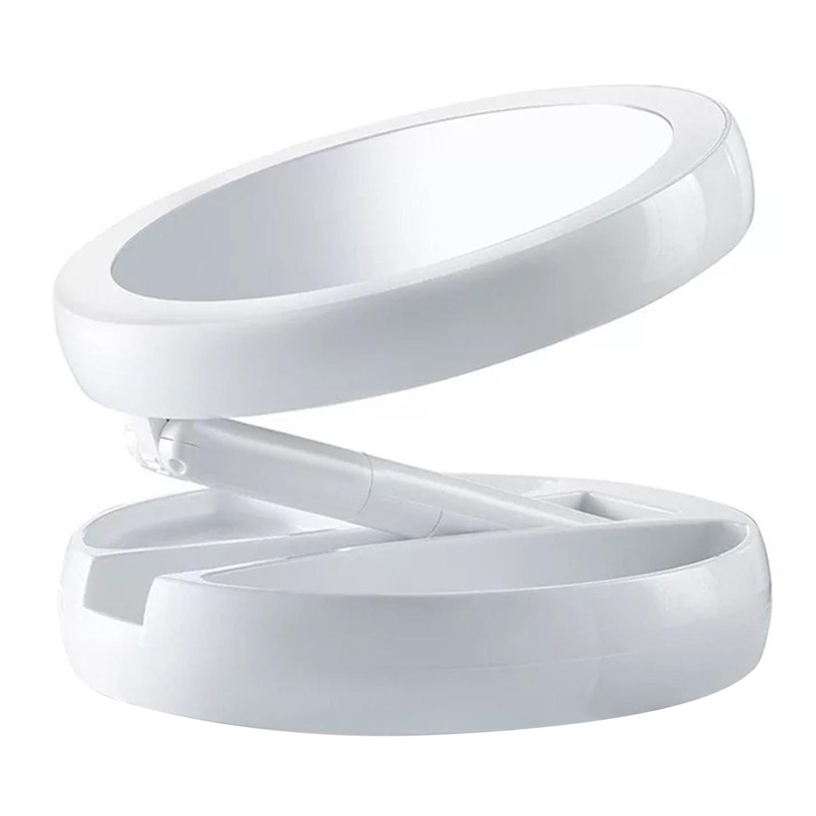 LEDメイクアップミラー折りたたみ式収納丸型照明ミラーホームトラベル用ホワイト