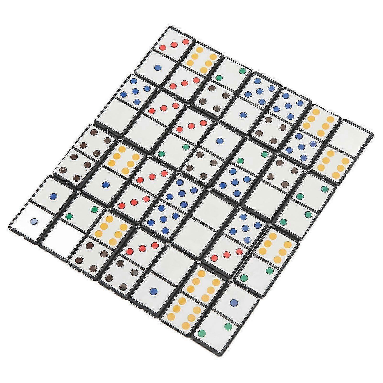 28 Double Six Plastic Dominoes Set, Portable Interactive Game with Colorful Dots for Kids Learning