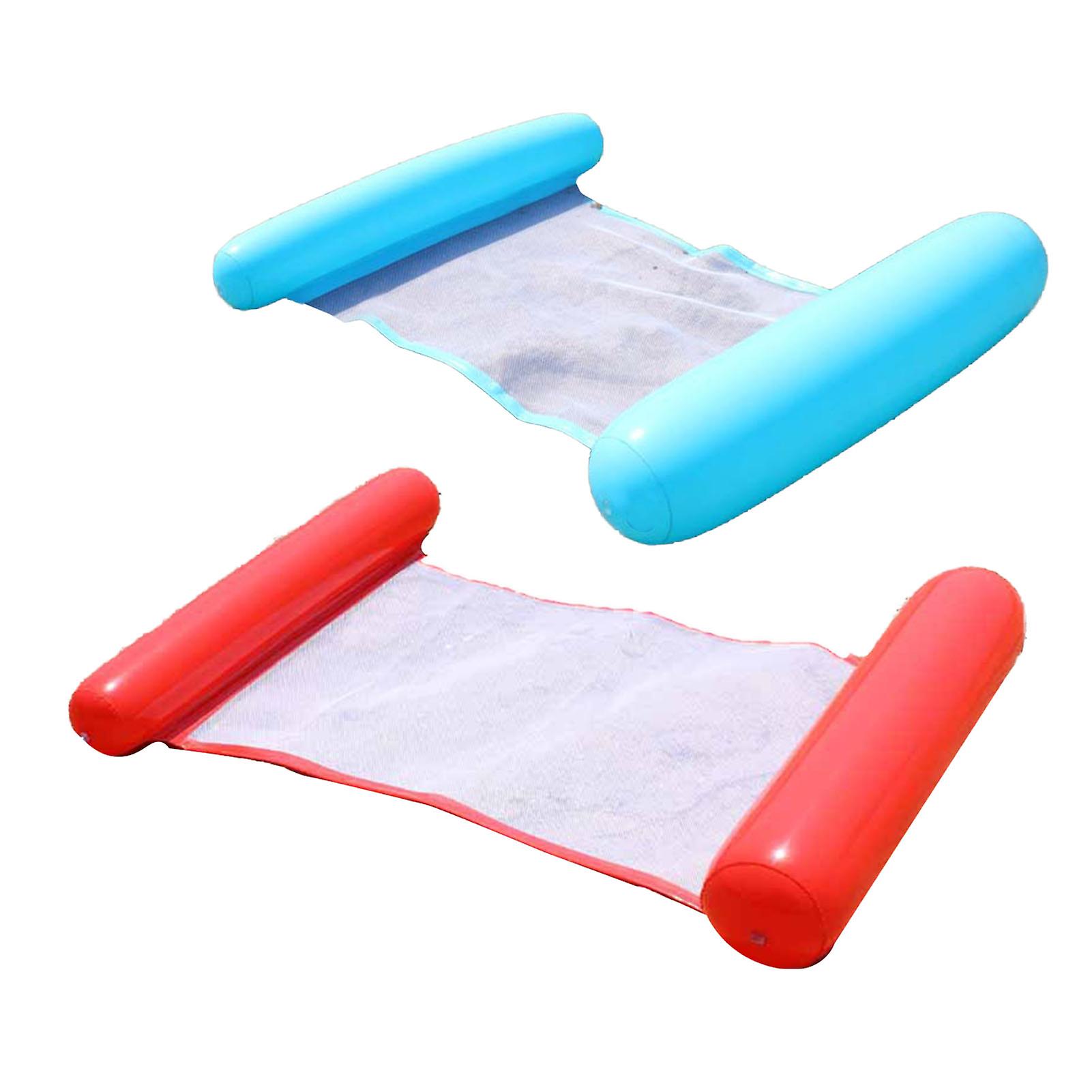 2pcs Inflatable Pool Float Hammock Foldable Pool Float Lounger Comfortable Swimming Floating Water Hammock Blue Red 