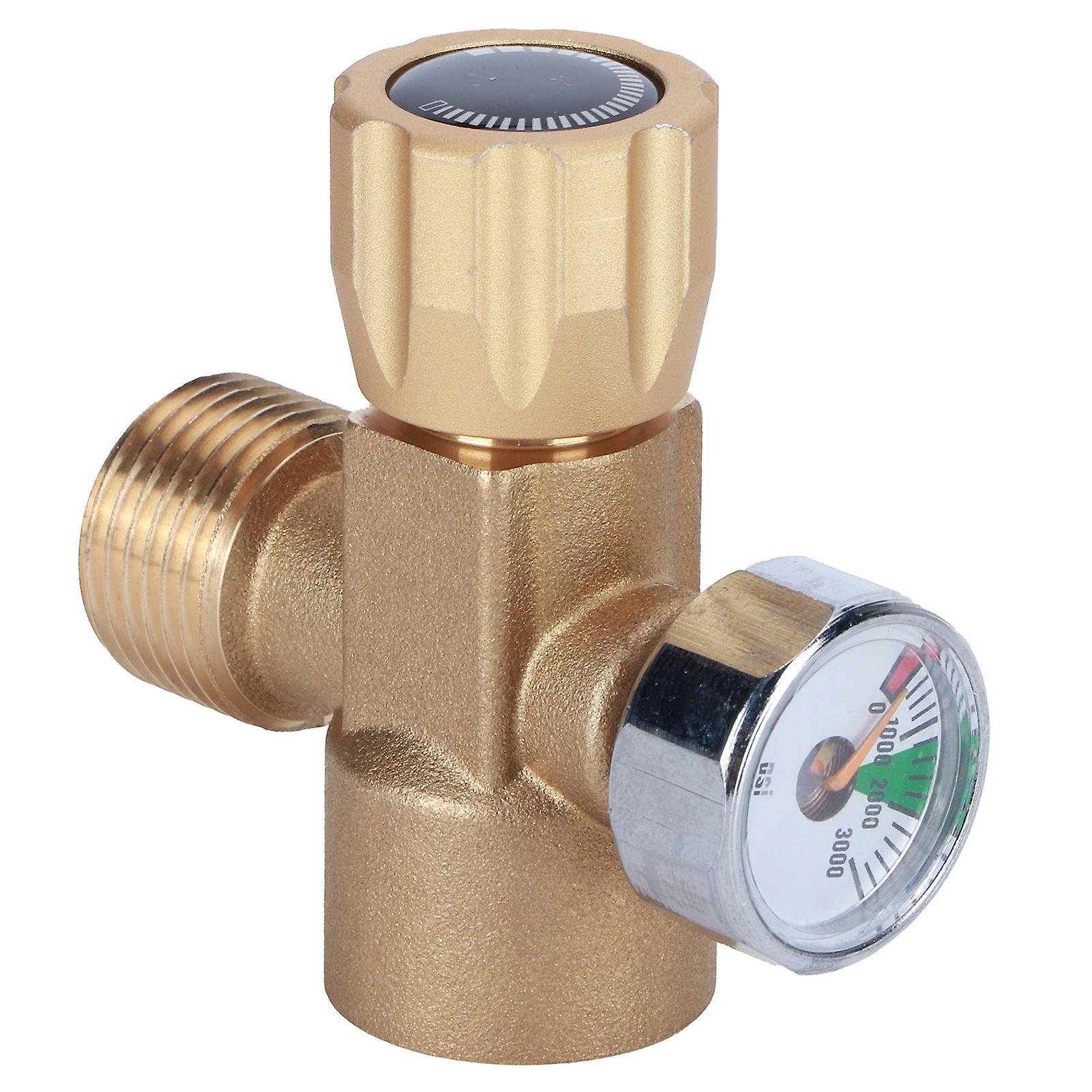 CO2 Refill Adapter Brass Connector ASA with W21.8-14 Joint 3000PSI Pressure Gauge