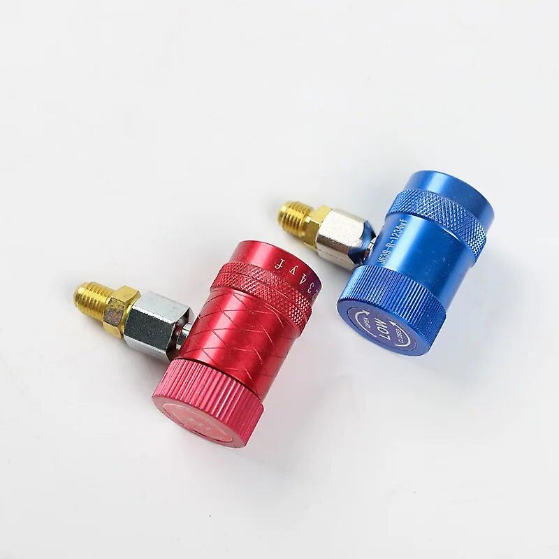 Freon R1234YF/R134A Auto Auto Snelkoppeling Connector Messing Adapters Airconditioning Koelmiddel Verstelbaar AC Spruitstukmeter ~ 60127