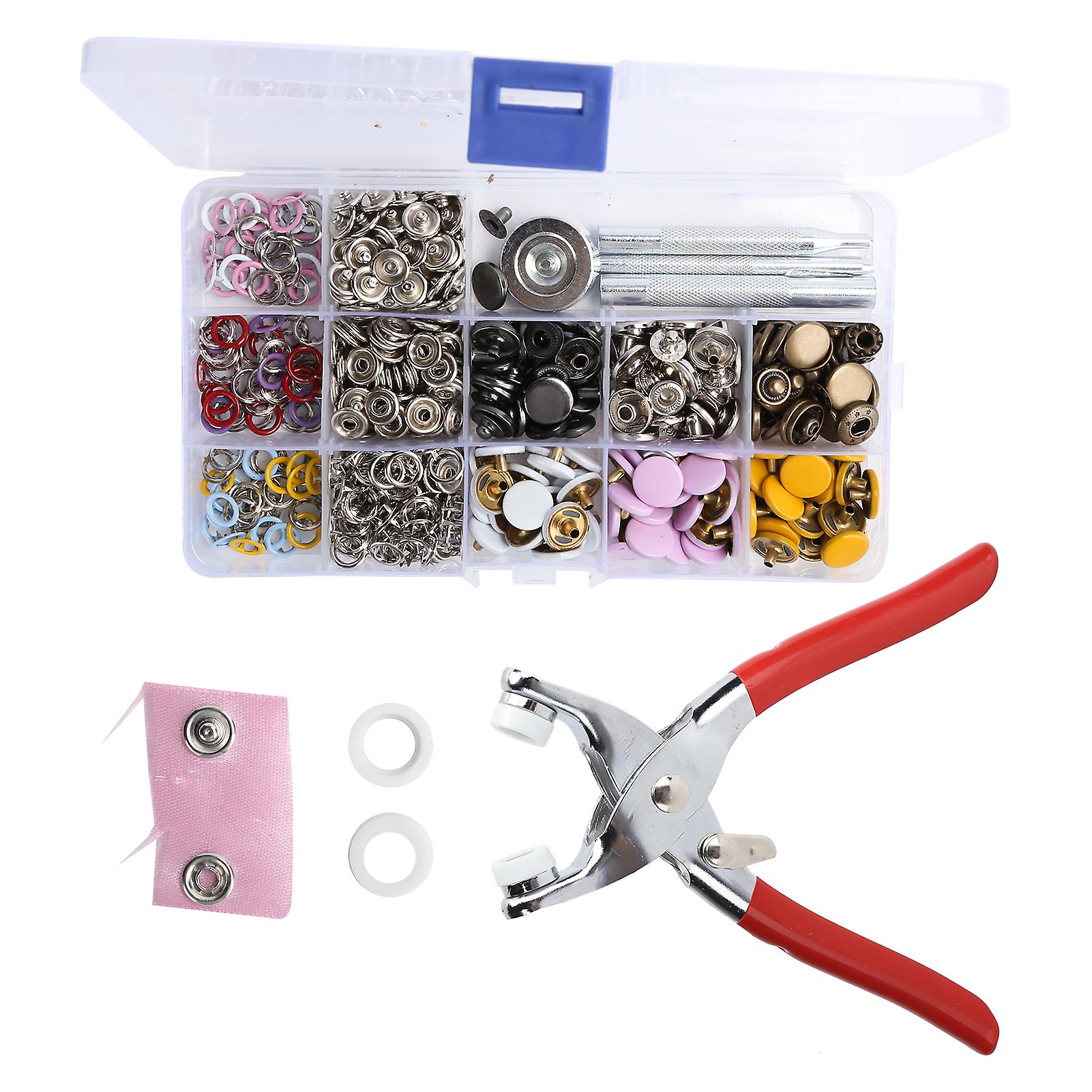 Snap Button Kit Πολύχρωμο ορείχαλκο Prong Press Stud Snap συνδετήρες με το σύνολο εργαλείων εγκατάστασης