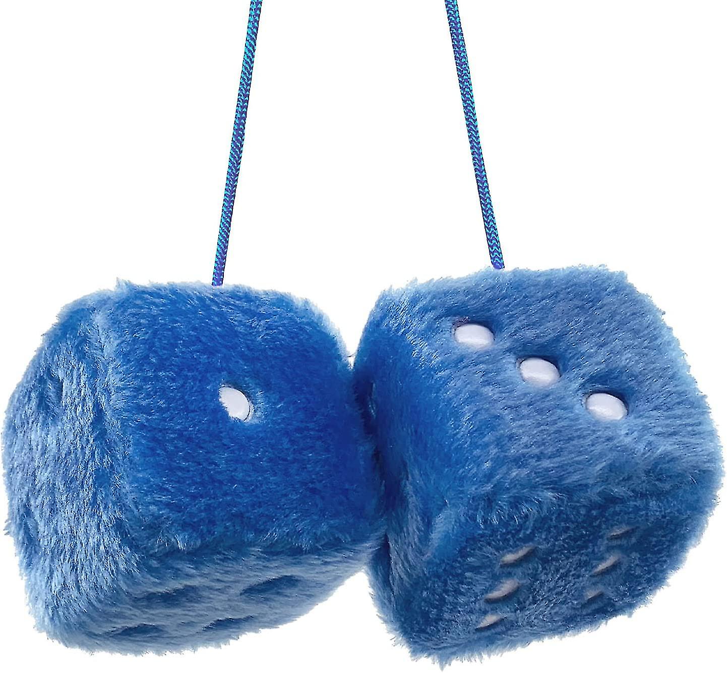 Paire De Dés En Fuzz Pour Rétroviseur - Décoration Voiture Style Rétro (orange, Bleu, Rouge, Etc.) - 5