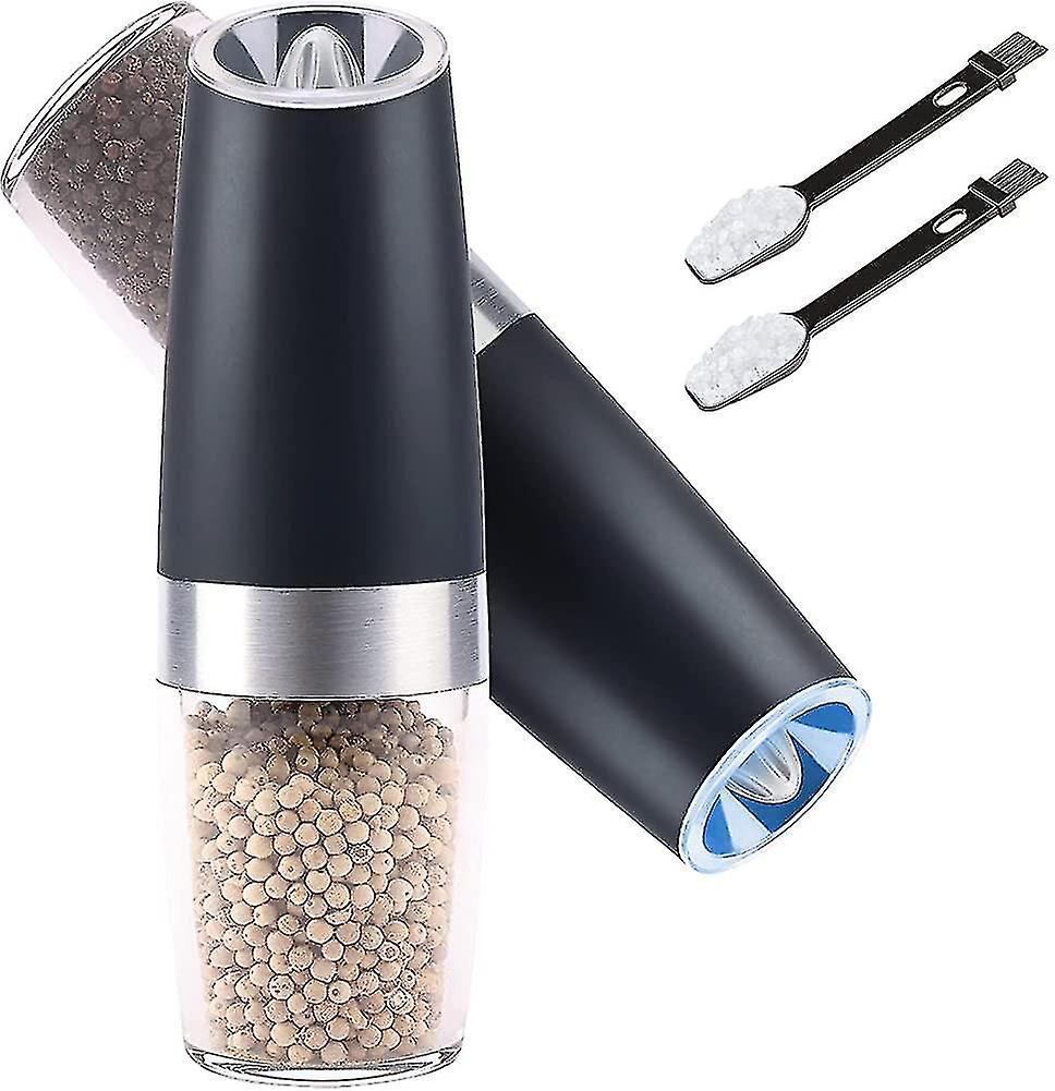 Salt And Pepper Mill Electric Set, Battery Operated Spice Mill Set With Led Light Ceramic