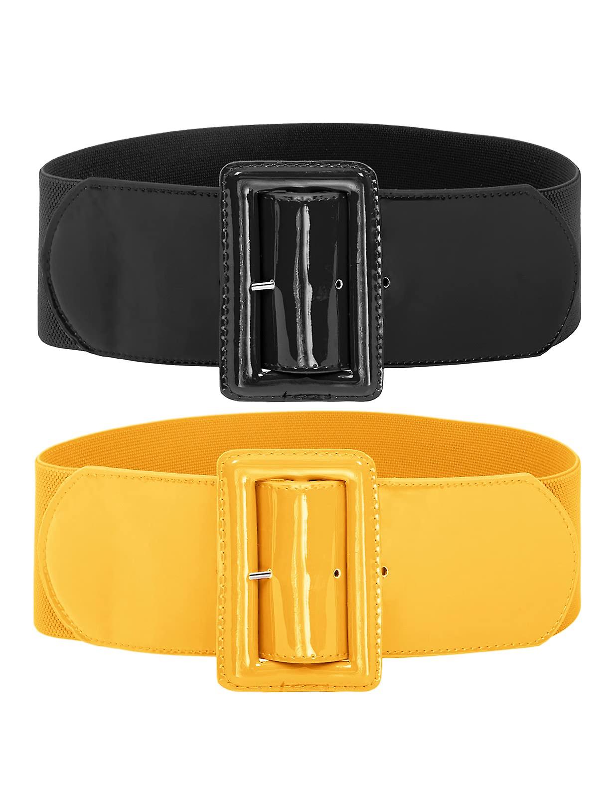 2023 Dámsky elastický opasok široký elastický opasokČierna+žltá