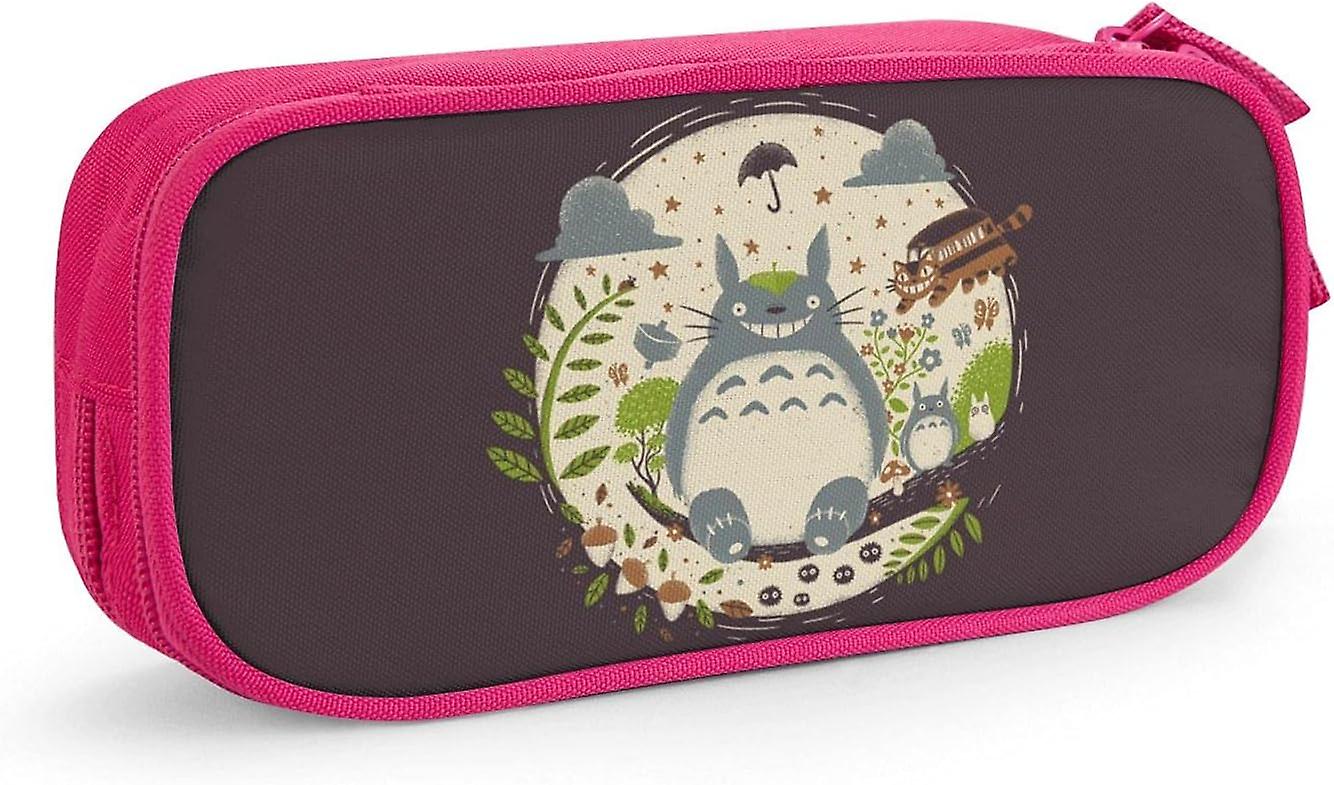 جيبلي جاري Totoro حقيبة قلم رصاص 3D طباعة مخصصة سعة كبيرة مزدوجة سحاب مقلمة لمكتب المدرسة السفر الوردي SAOE015613